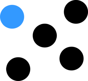 5 dots with one blue to showcase 1 in 5 people quote Five dots with one blue, to showcase 1 in 5 people have long term illness, impairment, or disability