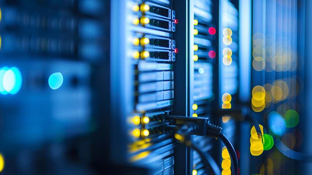 Servers in a rack at a data centre
